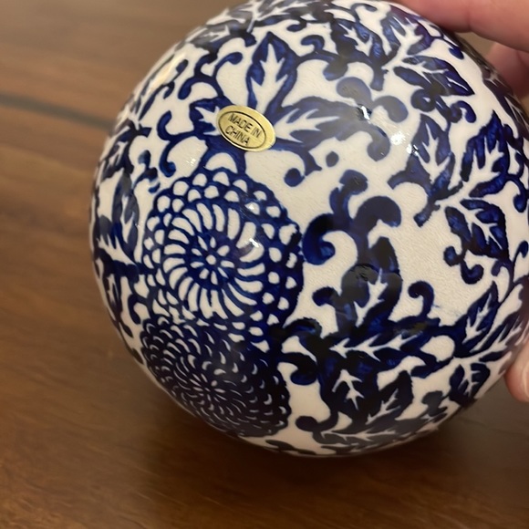 Blue White Chinoiserie Ceramic Orbs Decor - Picture 3 of 3